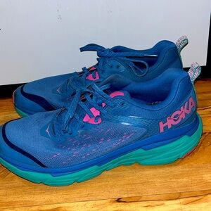 HOKA Challenger ATR 6 blue teal sneakers shoes tennies size 9-1/2 B women VGUC